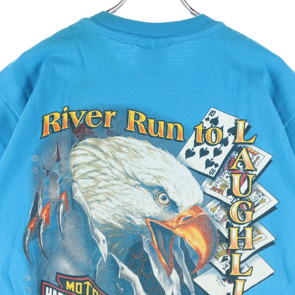 VINTAGE(ヴィンテージ) 90s Harley-Davidson RIVER RUN 1995 ハーレーダビッドソン プリント 半袖tシャツ ブルー