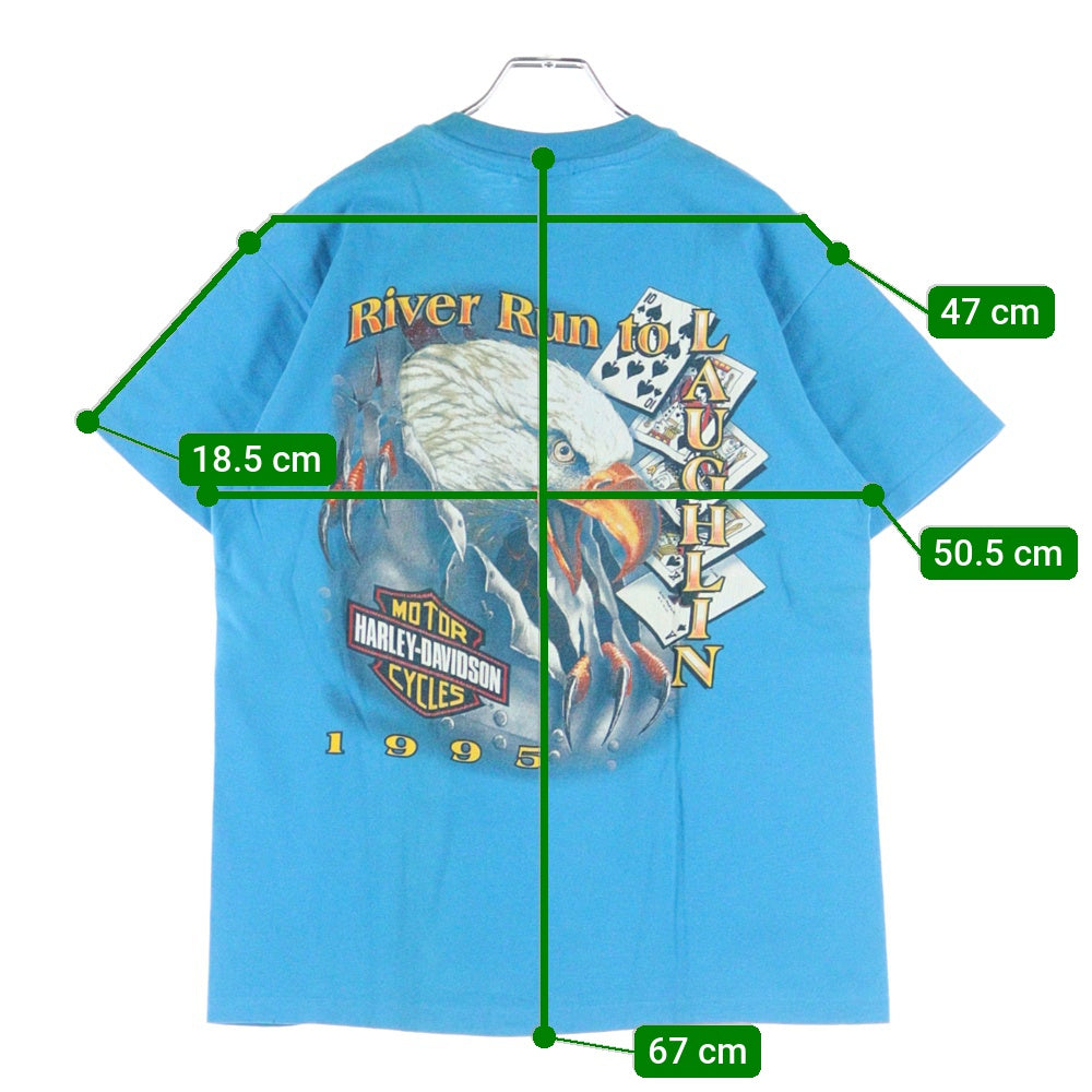 VINTAGE(ヴィンテージ) 90s Harley-Davidson RIVER RUN 1995 ハーレーダビッドソン プリント 半袖tシャツ ブルー