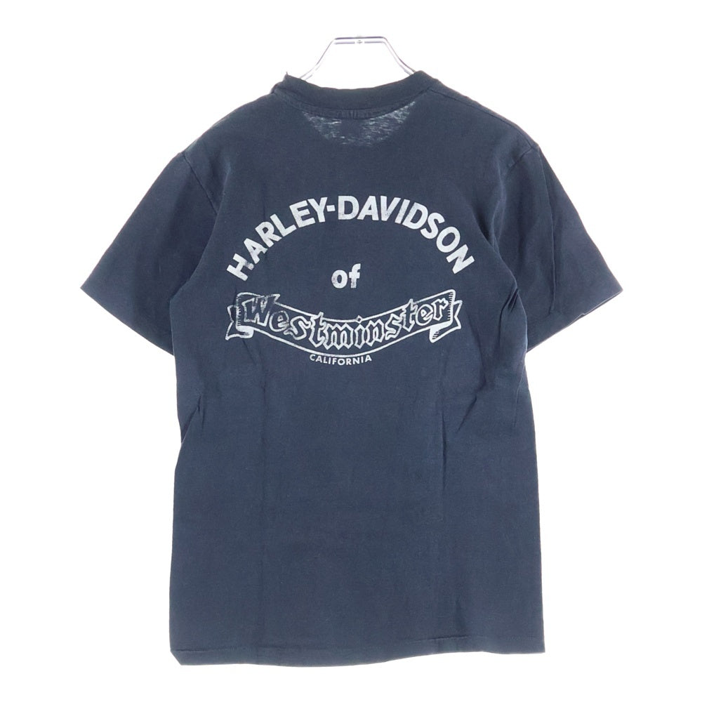 VINTAGE(ヴィンテージ) 70s Harley-Davidson OF WESTMINSTER ハーレーダビッドソン プリント 半袖tシャツ ブラック