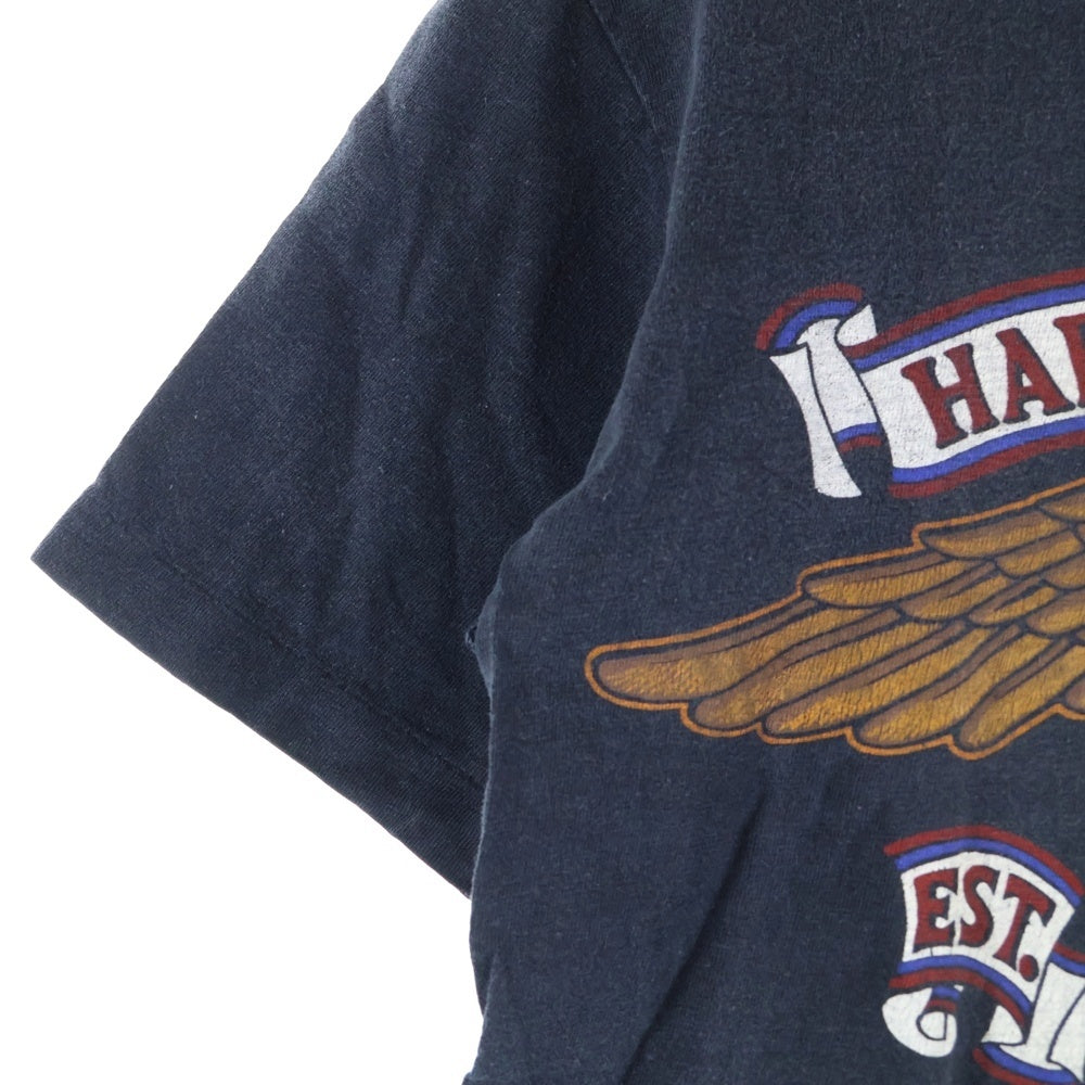 VINTAGE(ヴィンテージ) 70s Harley-Davidson OF WESTMINSTER ハーレーダビッドソン プリント 半袖tシャツ ブラック