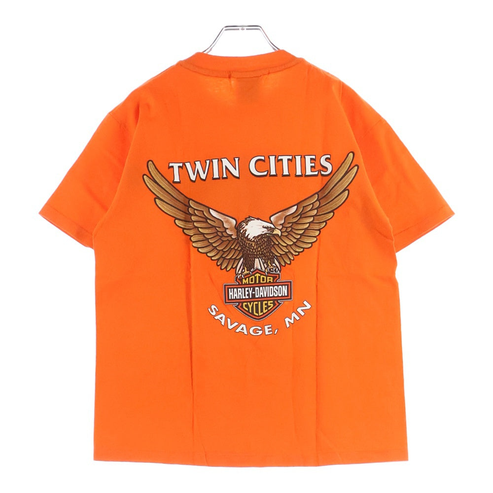 VINTAGE(ヴィンテージ) 90s Harley-Davidson イーグル ハーレーダビッドソン プリント 半袖Tシャツ オレンジ