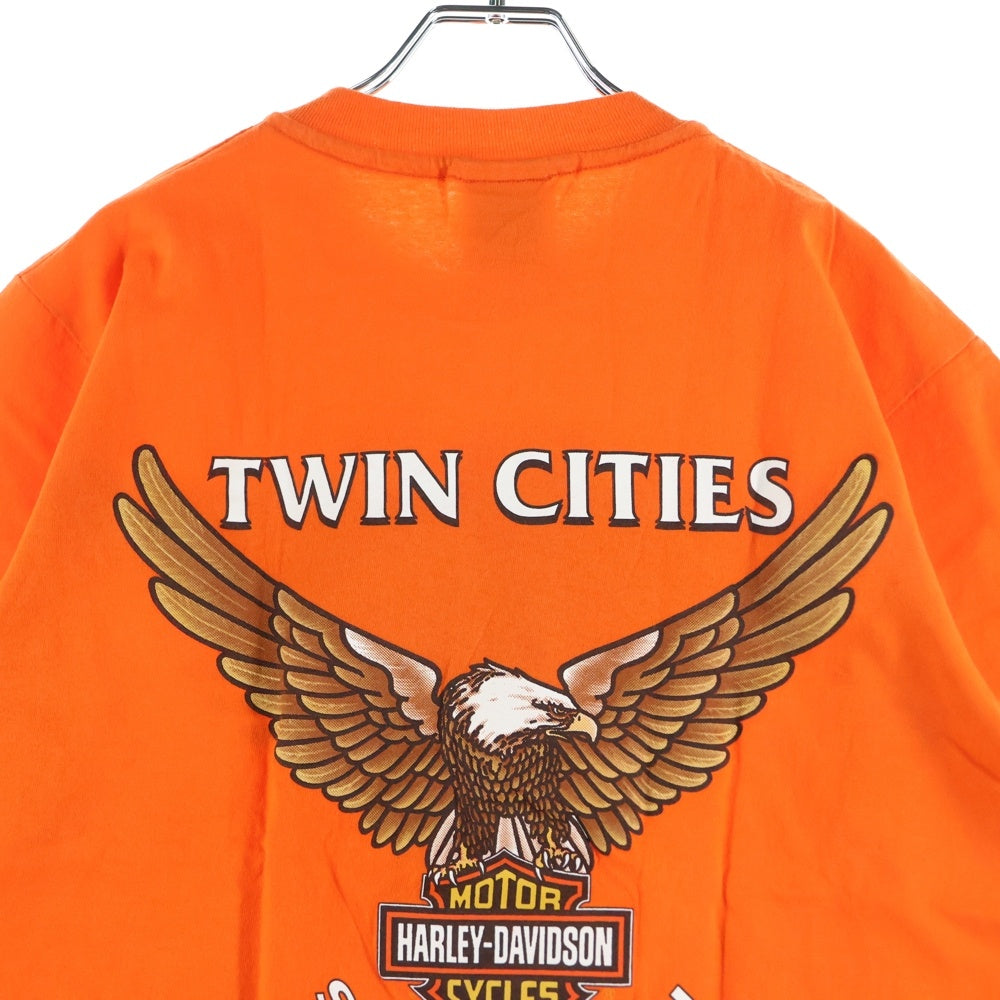 VINTAGE(ヴィンテージ) 90s Harley-Davidson イーグル ハーレーダビッドソン プリント 半袖Tシャツ オレンジ