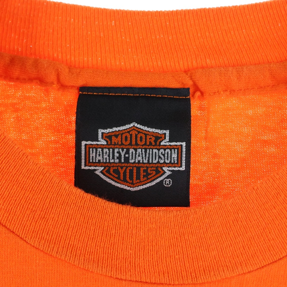 VINTAGE(ヴィンテージ) 90s Harley-Davidson イーグル ハーレーダビッドソン プリント 半袖Tシャツ オレンジ