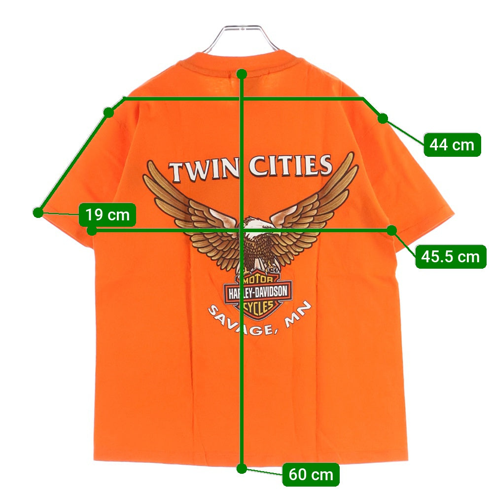 VINTAGE(ヴィンテージ) 90s Harley-Davidson イーグル ハーレーダビッドソン プリント 半袖Tシャツ オレンジ