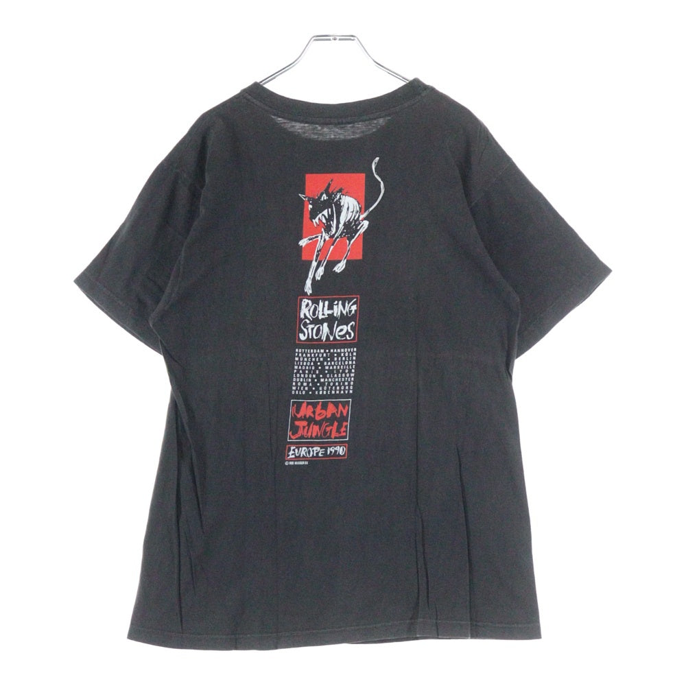 VINTAGE(ヴィンテージ) 90S THE ROLLING STONES URBAN JUNGLE EUROPE 1991 ローリングストーンズ 両面プリント 半袖Tシャツ ブラック