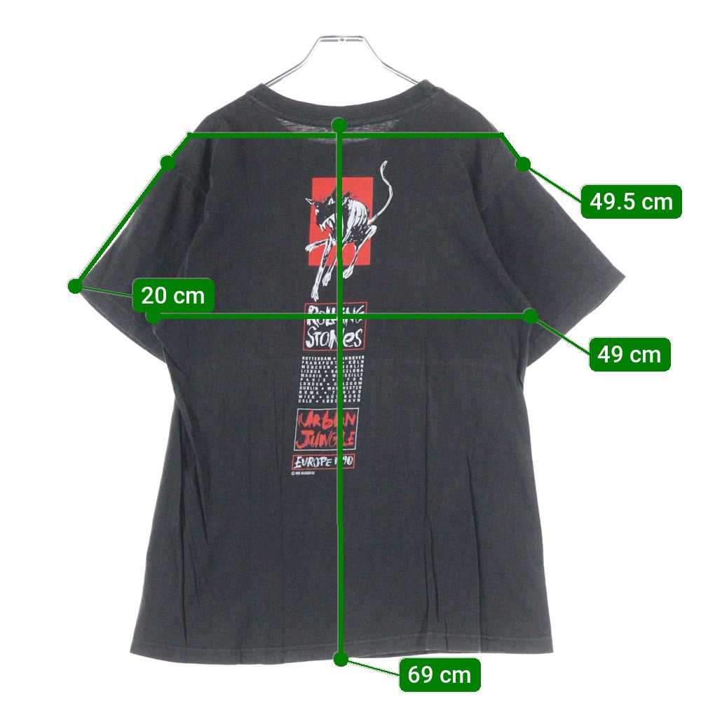 VINTAGE(ヴィンテージ) 90S THE ROLLING STONES URBAN JUNGLE EUROPE 1991 ローリングストーンズ 両面プリント 半袖Tシャツ ブラック