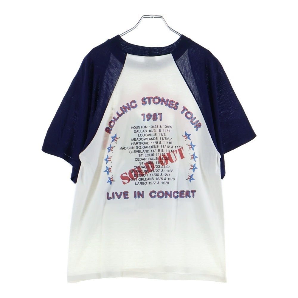 VINTAGE(ヴィンテージ) 80S THE ROLLING STONES 1981 TOUR ローリングストーンズ 両面プリント ラグランスリーブ Tシャツ ネイビー