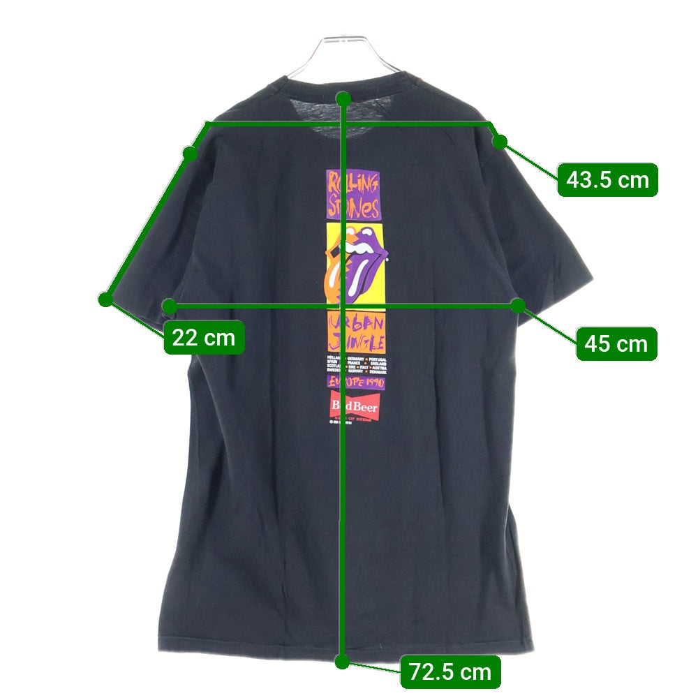VINTAGE(ヴィンテージ) 90S THE ROLLING STONES EUROPE 1990 URBAN JUNGLE ローリングストーンズ 両面プリント 半袖Tシャツ ブラック