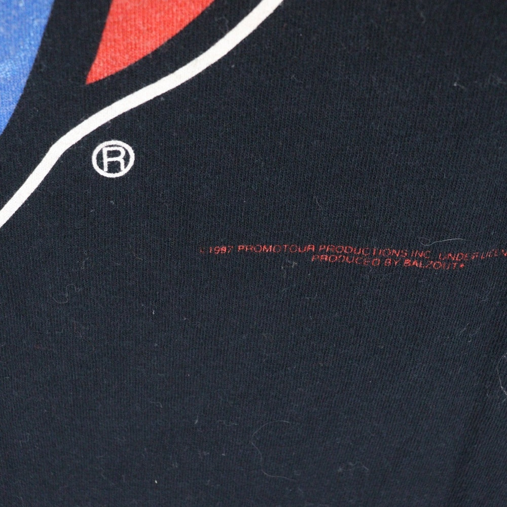 VINTAGE(ヴィンテージ) 90S THE ROLLING STONES 1997 PROMOTOUR ローリングストーンズ 刺繍デザイン プリント 半袖Tシャツ ブラック