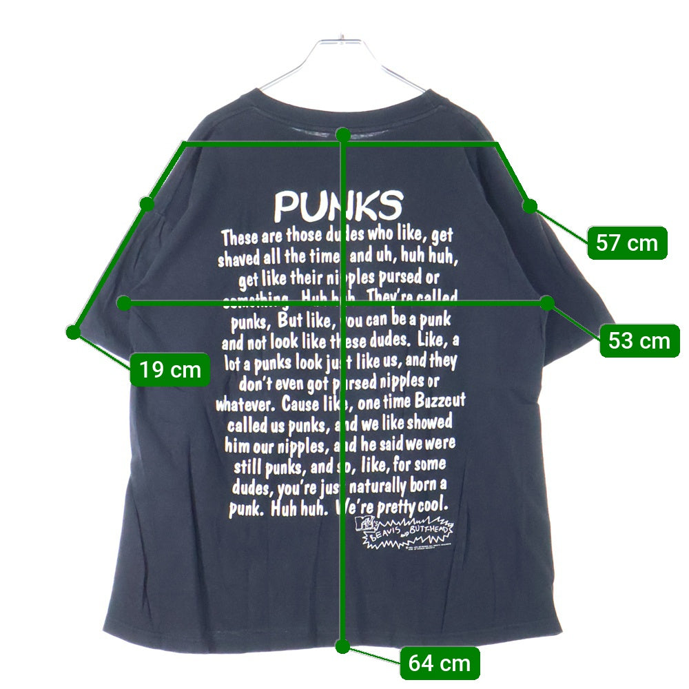 VINTAGE(ヴィンテージ) 90S M TV BEAVIS AND BUTT-HEAD 両面プリント 半袖Tシャツ ブラック