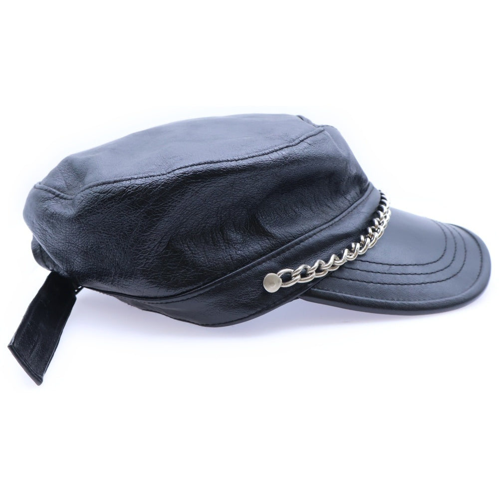 MARC JACOBS(マークジェイコブス) チェーン装飾 レザー キャスケット ブラック