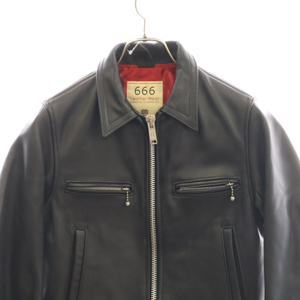 666 LEATHER WEAR(トリプルシックスレザーウェア) MAY WAY MAN ステアハイドシングルライダース レザージャケット ブラック