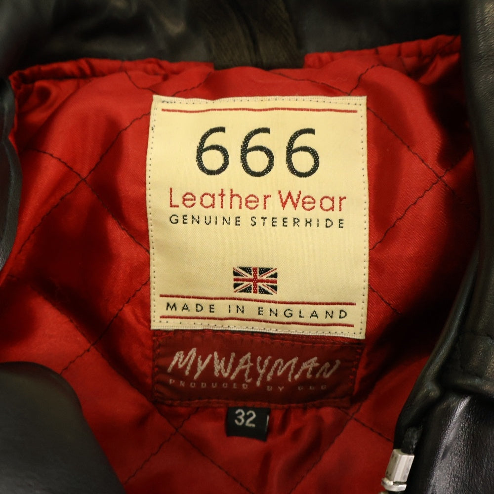 666 LEATHER WEAR(トリプルシックスレザーウェア) MAY WAY MAN ステアハイドシングルライダース レザージャケット ブラック