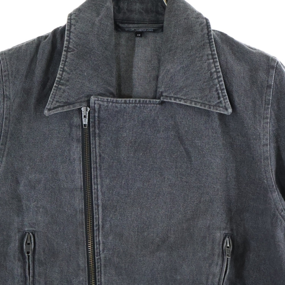 RAF SIMONS(ラフシモンズ) 05SS ダブル ライダース デニム ジャケット インディゴ グレー