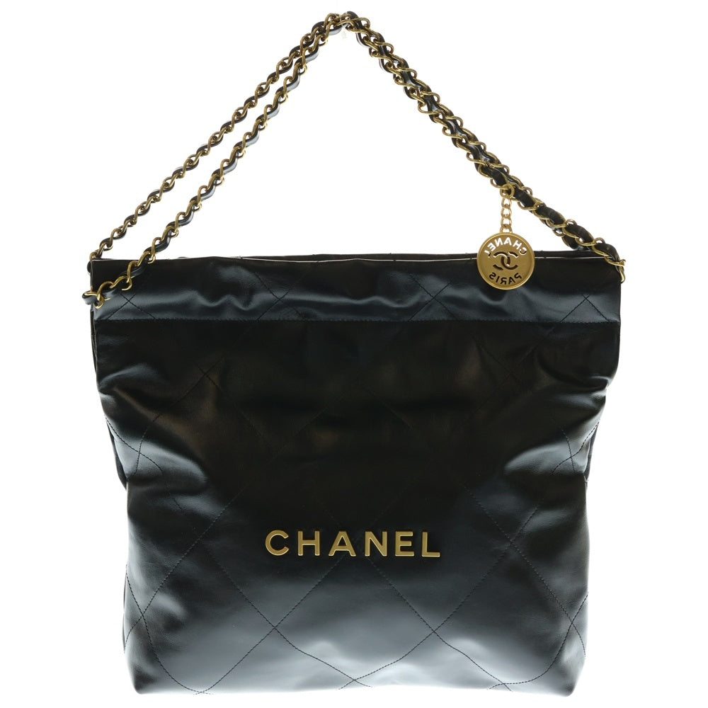 CHANEL(シャネル) シャネル22 スモール マトラッセ グリーン シャイニーカーフスキン ゴールド金具 ショルダーバッグ 斜め掛けバッグ