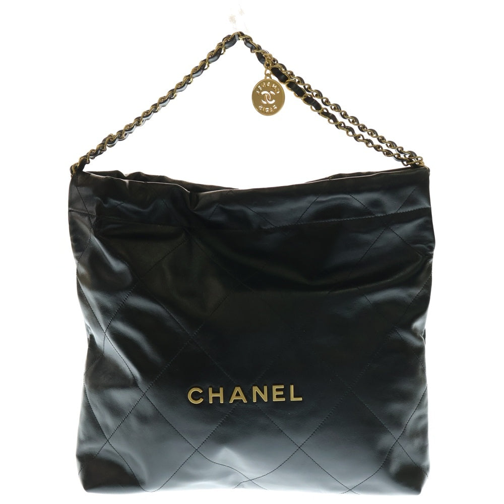 CHANEL(シャネル) シャネル22 ミディアム マトラッセ グリーン シャイニーカーフスキン ゴールド金具 ショルダーバッグ 斜め掛けバッグ