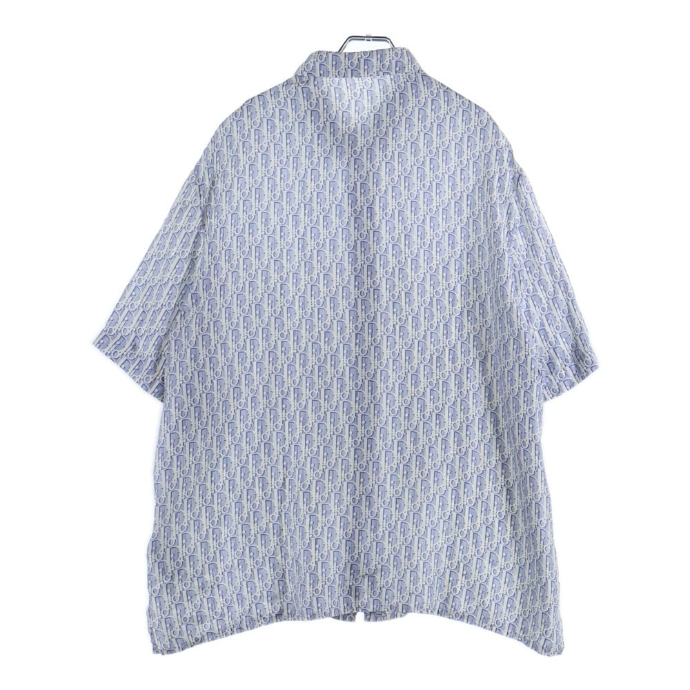 DIOR(ディオール) オブリーク総柄 半袖シルクシャツ ブルー/ホワイト 193C545A5872