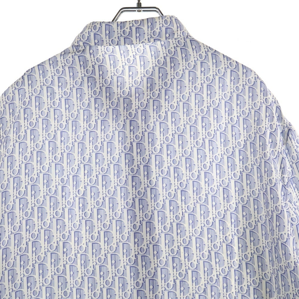 DIOR(ディオール) オブリーク総柄 半袖シルクシャツ ブルー/ホワイト 193C545A5872