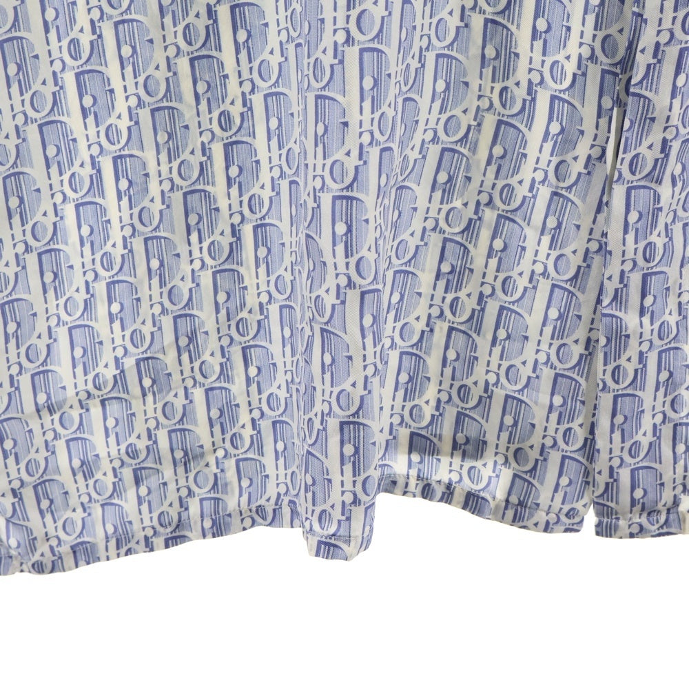 DIOR(ディオール) オブリーク総柄 半袖シルクシャツ ブルー/ホワイト 193C545A5872