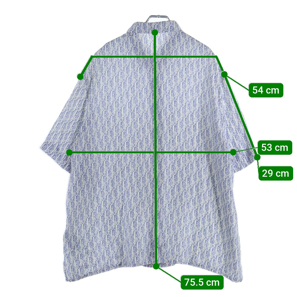 DIOR(ディオール) オブリーク総柄 半袖シルクシャツ ブルー/ホワイト 193C545A5872