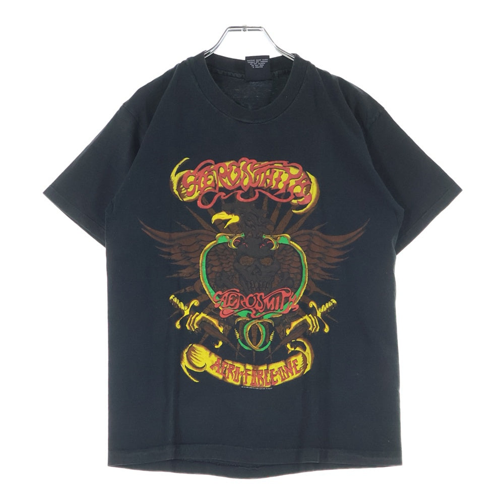 VINTAGE(ヴィンテージ) 90s AEROSMITH AERO FORCE ONE エアロスミス 両面プリント Tシャツ 半袖カットソー ブラック