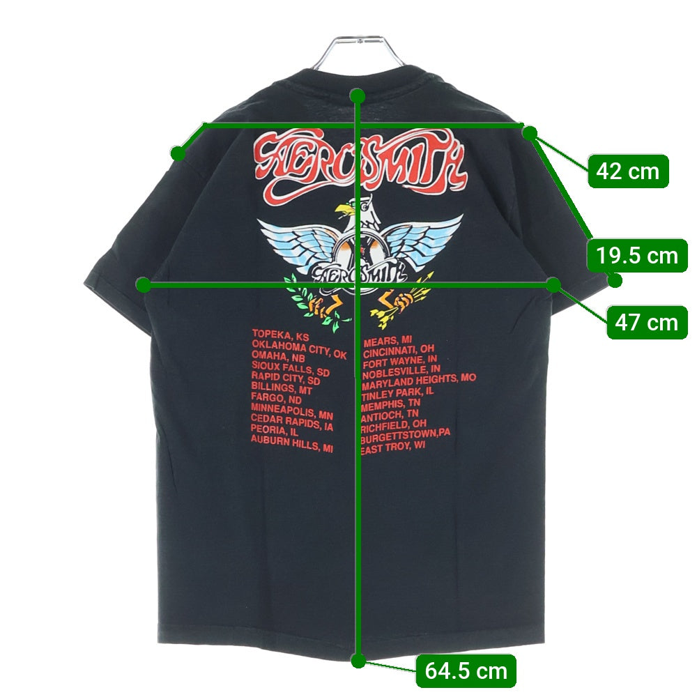 VINTAGE(ヴィンテージ) 90s AEROSMITH AERO FORCE ONE エアロスミス 両面プリント Tシャツ 半袖カットソー ブラック