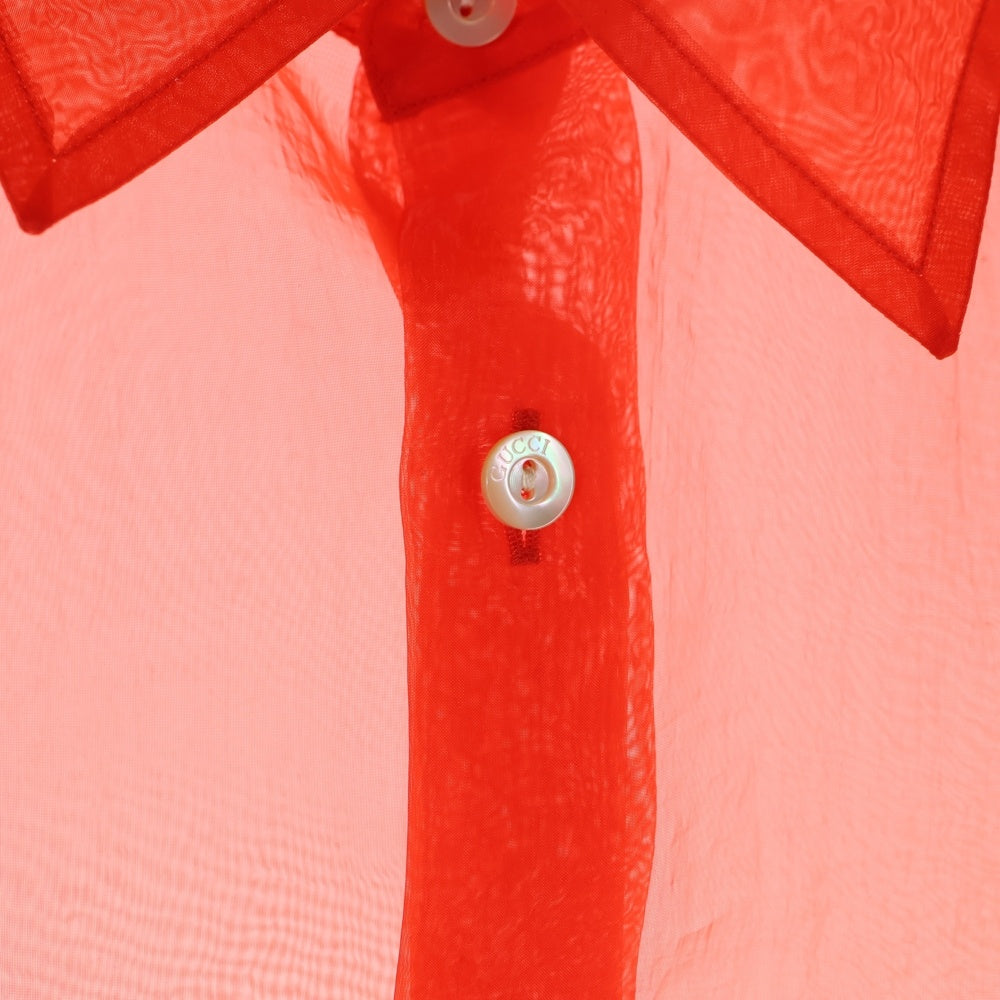 GUCCI(グッチ) See through Regular Collar short sleeve shirt 759330 ZAOKU シースルー レギュラーカラー 半袖シャツ レッド