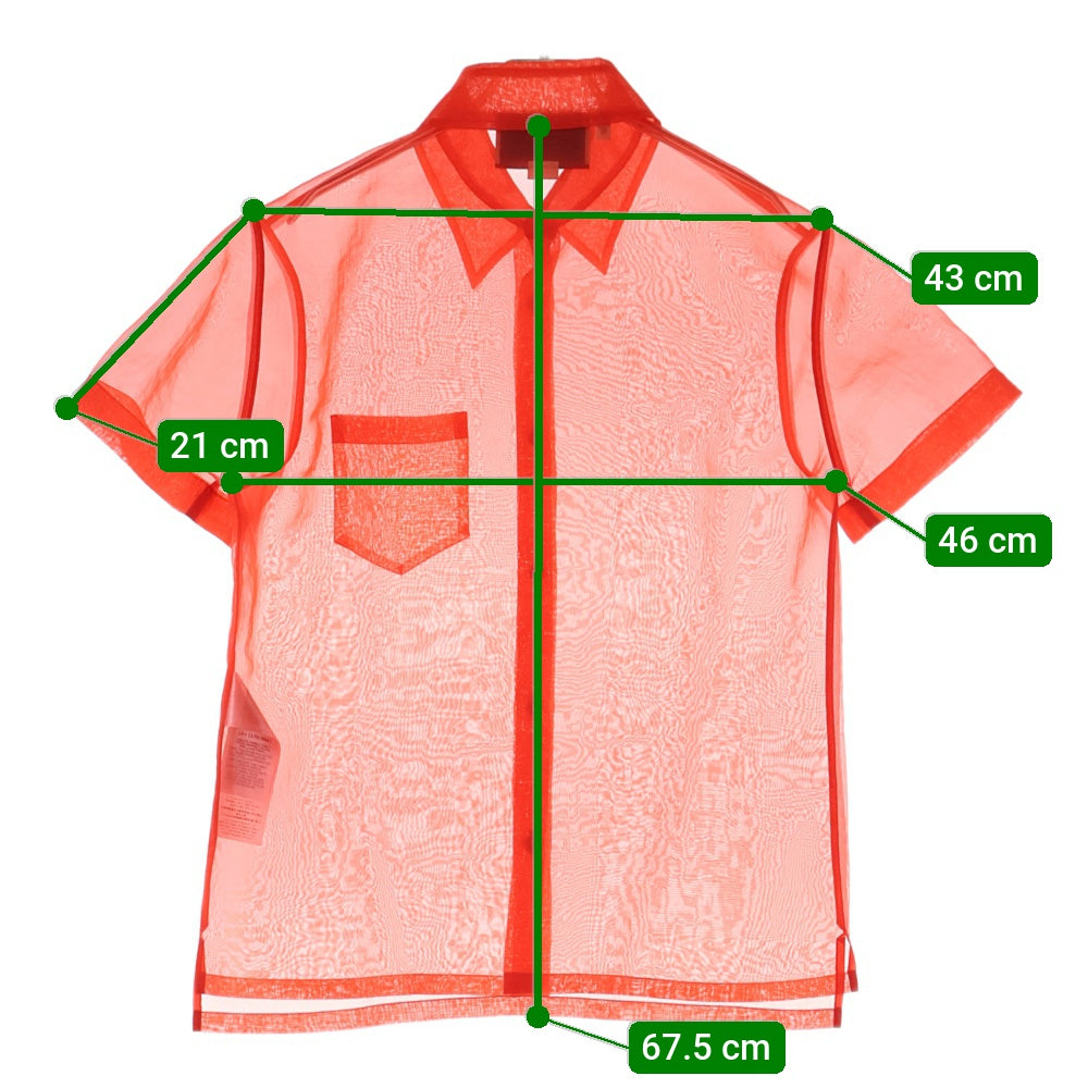 GUCCI(グッチ) See through Regular Collar short sleeve shirt 759330 ZAOKU シースルー レギュラーカラー 半袖シャツ レッド