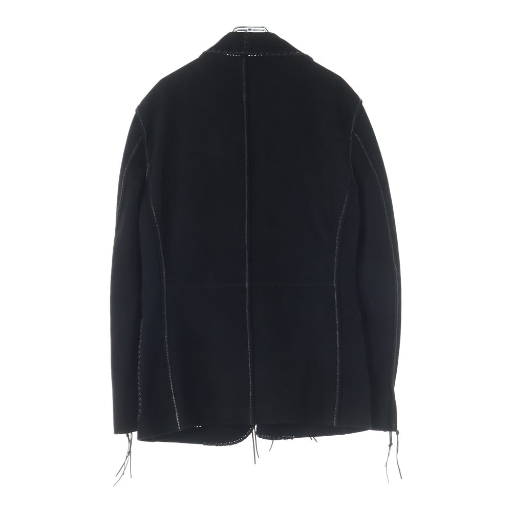 RALPH LAUREN PURPLE LABEL(ラルフローレン パープルレーベル) LAMB LEATHER SUEDE Smoking Jacket 798851579001 ラムレザー スエード スモーキング ジャケット ブラック