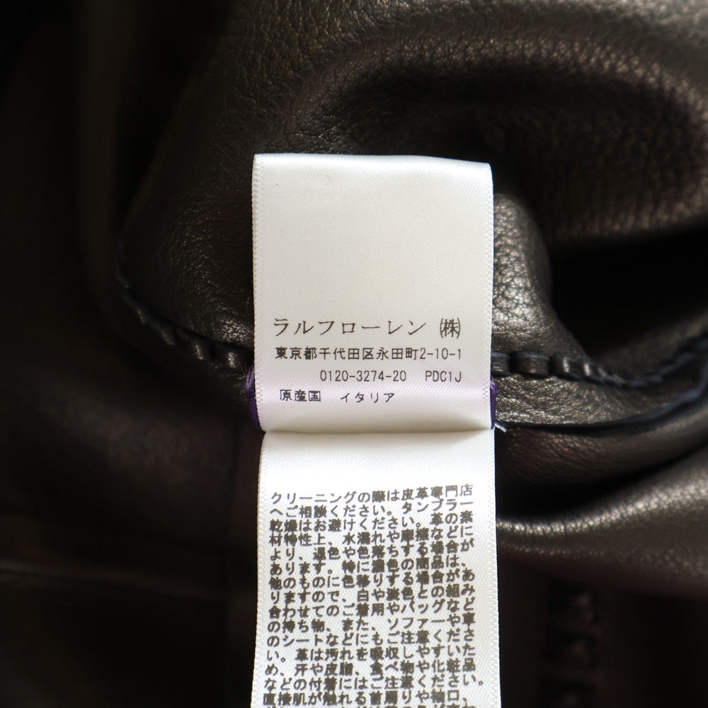 RALPH LAUREN PURPLE LABEL(ラルフローレン パープルレーベル) LAMB LEATHER SUEDE Smoking Jacket 798851579001 ラムレザー スエード スモーキング ジャケット ブラック