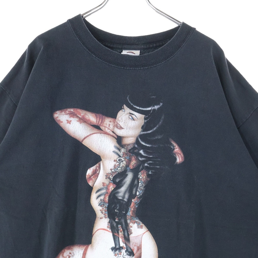 VINTAGE(ヴィンテージ) 00-90s BETTY PAGE OLIVIA ベティ ペイジ フロントプリント Tシャツ 半袖カットソー ブラック