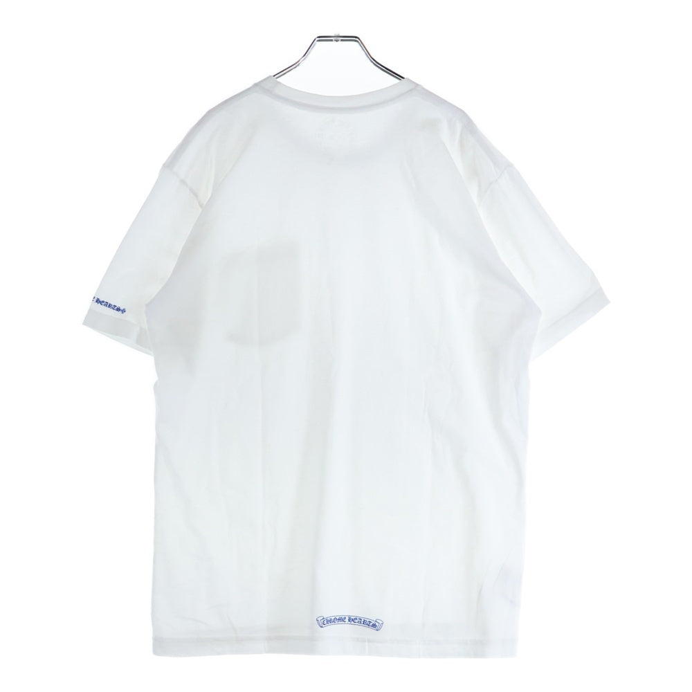 CHROME HEARTS(クロムハーツ) CH T-SHRT 1 ネックロゴプリント クルーネック 半袖Tシャツ カットソー ホワイト/ブルー