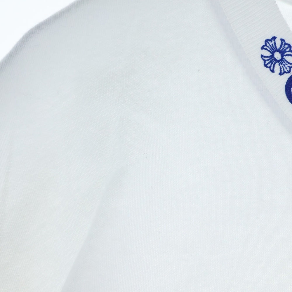 CHROME HEARTS(クロムハーツ) CH T-SHRT 1 ネックロゴプリント クルーネック 半袖Tシャツ カットソー ホワイト/ブルー