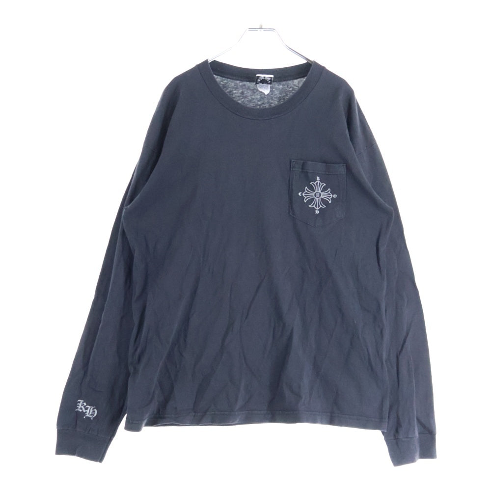 CHROME HEARTS(クロムハーツ) OLD BCAK CROSS L/S TEE 氷室京介 オールド バッククロス 長袖プリントTシャツ カットソー シルバープリント ブラック