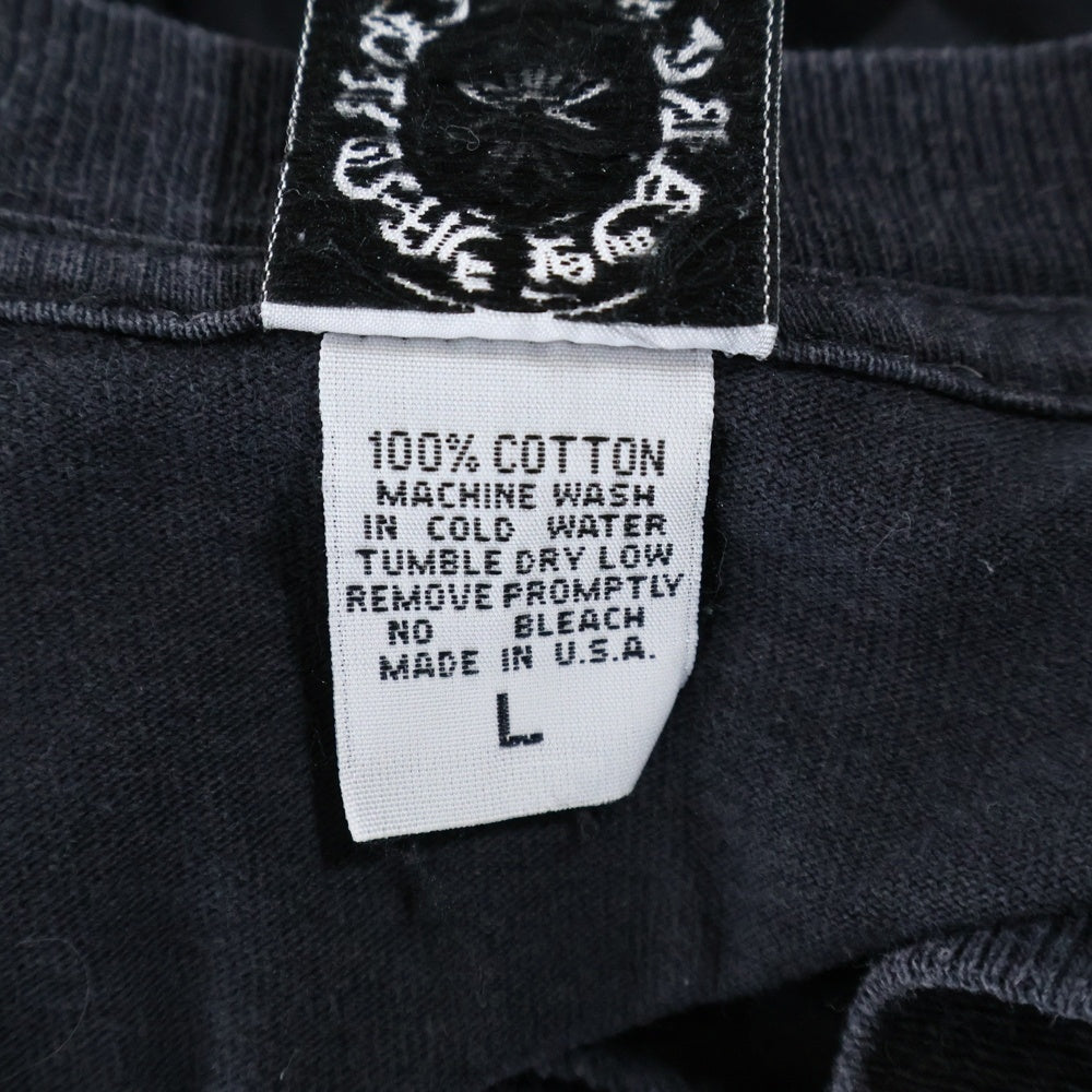 CHROME HEARTS(クロムハーツ) OLD BCAK CROSS L/S TEE 氷室京介 オールド バッククロス 長袖プリントTシャツ カットソー シルバープリント ブラック