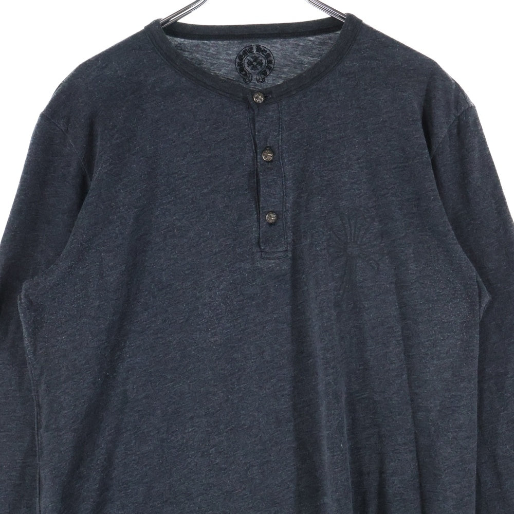 CHROME HEARTS(クロムハーツ) クロスボールボタン ヘンリーネック 長袖Tシャツ カットソー グレー