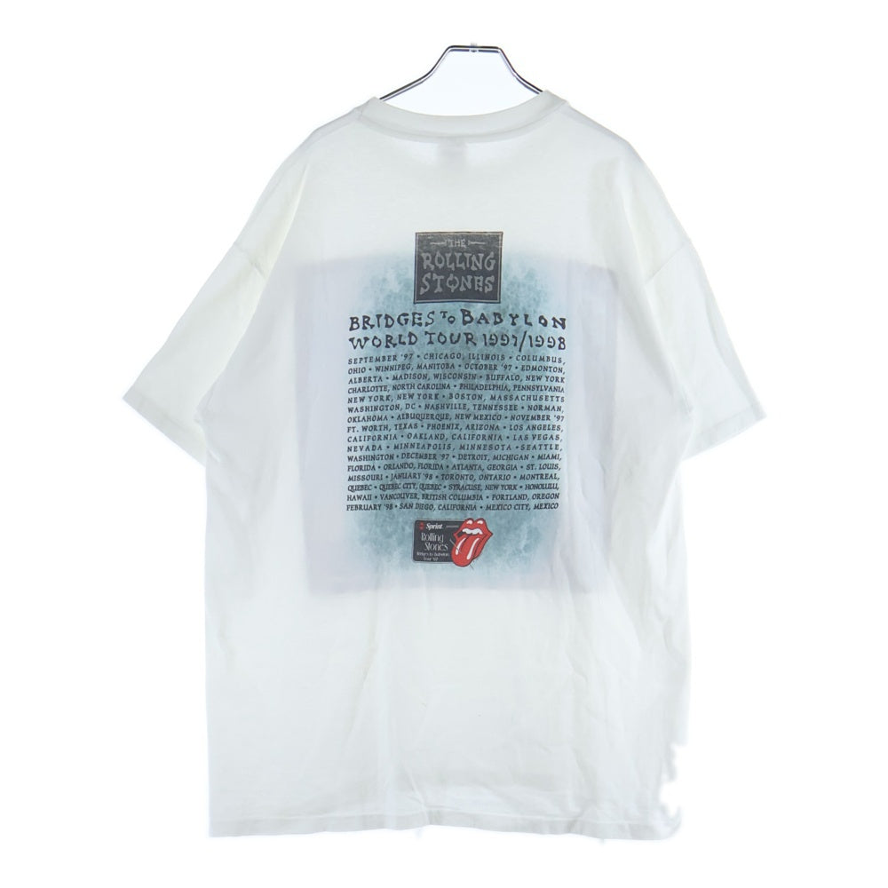 VINTAGE(ヴィンテージ) 90s THE ROLLING STONES Bridges to Babylon World Tour ローリングストーンズ 両面プリント 半袖Tシャツ カットソー ホワイト
