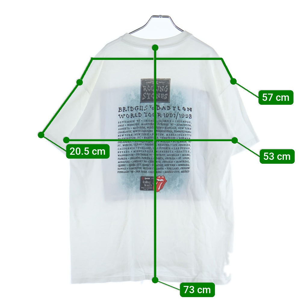 VINTAGE(ヴィンテージ) 90s THE ROLLING STONES Bridges to Babylon World Tour ローリングストーンズ 両面プリント 半袖Tシャツ カットソー ホワイト