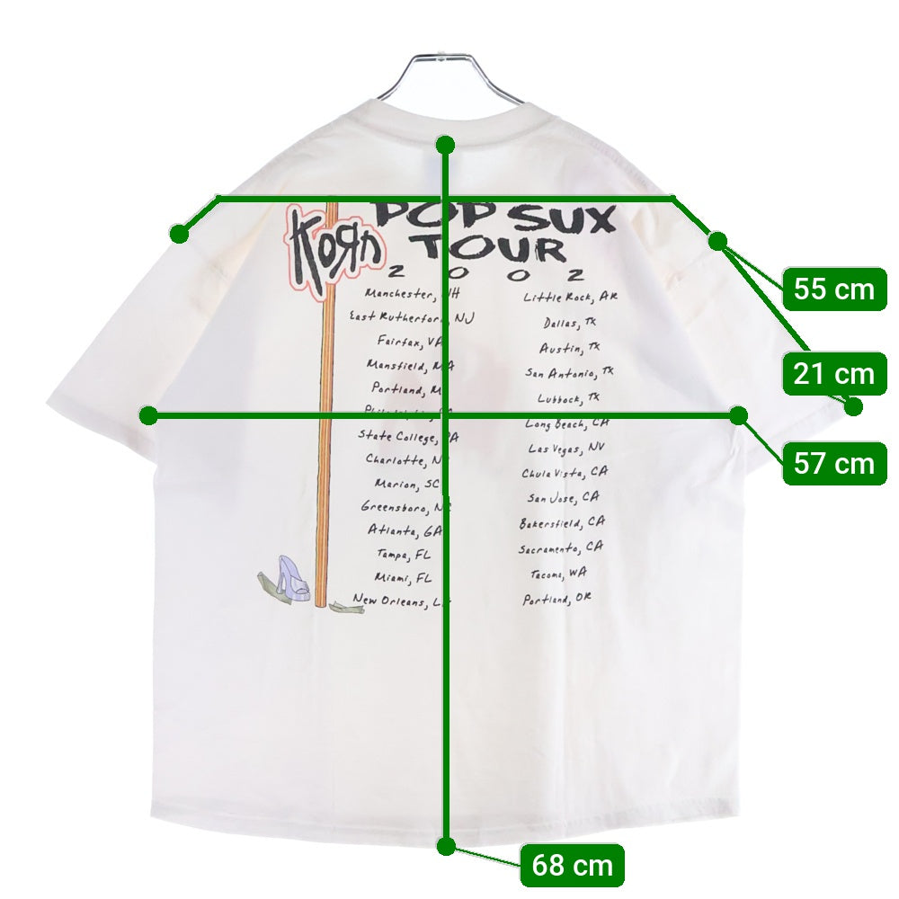 VINTAGE(ヴィンテージ) 00s KORN POP SUN TOUR コーン 両面プリント Tシャツ 半袖カットソー ホワイト