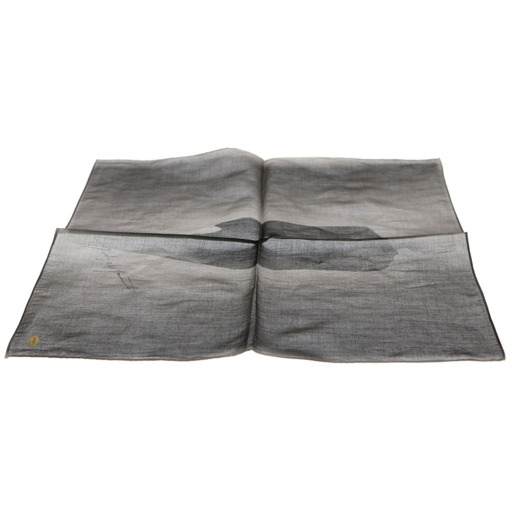 Yohji Yamamoto(ヨウジヤマモト) 90s ×Mats Gustafson マッツグスタフソン コラボ ハンカチ スカーフ 手捺 ブラック