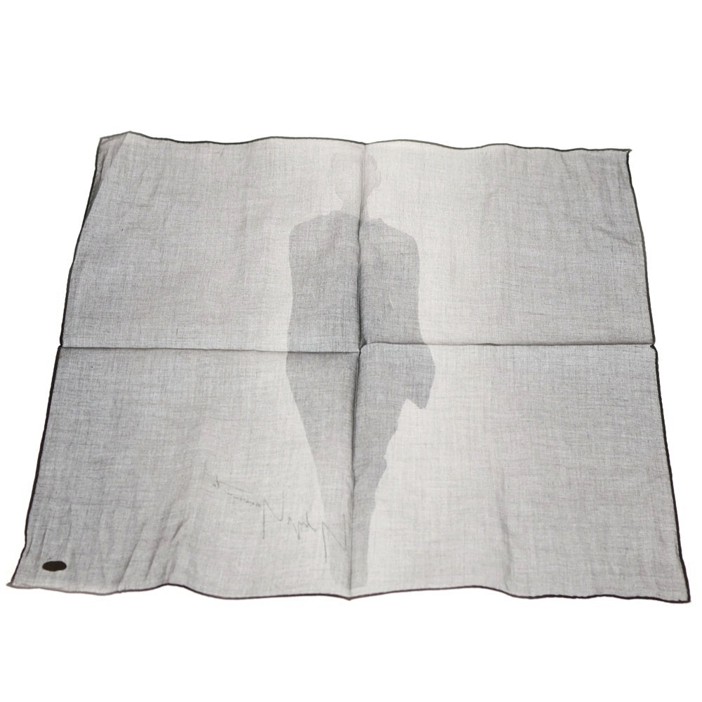 Yohji Yamamoto(ヨウジヤマモト) 90s ×Mats Gustafson マッツグスタフソン コラボ ハンカチ スカーフ 手捺 ブラック