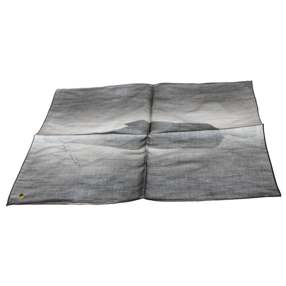 Yohji Yamamoto(ヨウジヤマモト) 90s ×Mats Gustafson マッツグスタフソン コラボ ハンカチ スカーフ 手捺 ブラック