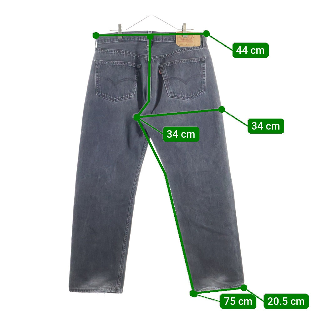 Levi's(リーバイス) 90s 501 後染め ブラックデニムパンツ USA製 1998年製 ボタン裏653 ブラック