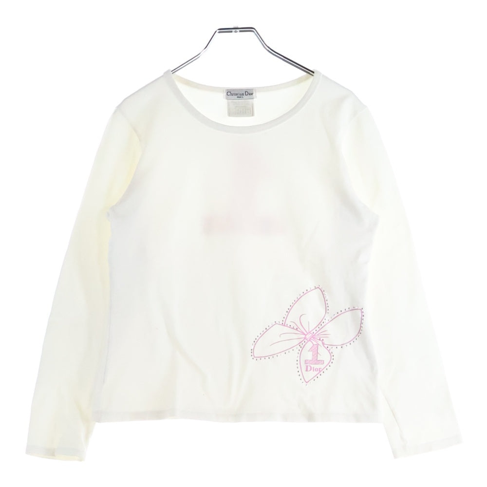 Christian Dior(クリスチャンディオール) 00s Archive Number Print L/S Tee ガリアーノ期 ナンバープリント 長袖Tシャツ カットソー ホワイト レディース