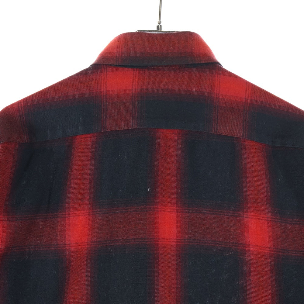 VINTAGE(ヴィンテージ) ARROW レギュラーカラー アクリル バッファローチェック 長袖 シャツ ブラック/レッド