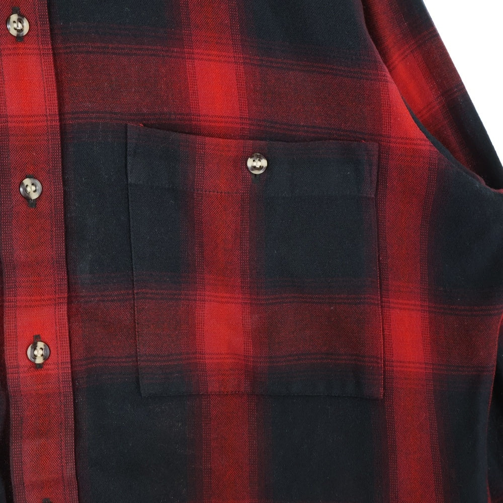 VINTAGE(ヴィンテージ) ARROW レギュラーカラー アクリル バッファローチェック 長袖 シャツ ブラック/レッド