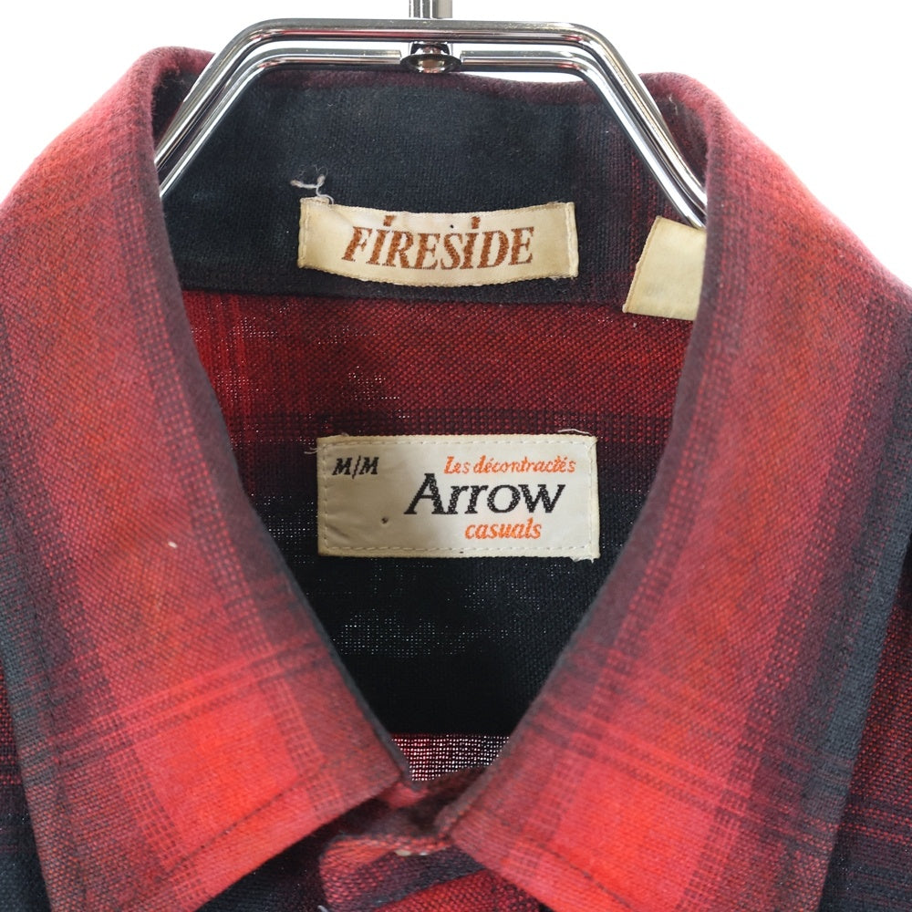 VINTAGE(ヴィンテージ) ARROW レギュラーカラー アクリル バッファローチェック 長袖 シャツ ブラック/レッド