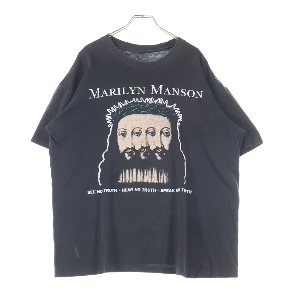 VINTAGE(ヴィンテージ) 90S MARILYN MANSON BELIEVE マリリンマンソン ビリーブ 両面プリント 半袖Tシャツ カットソー ブラック