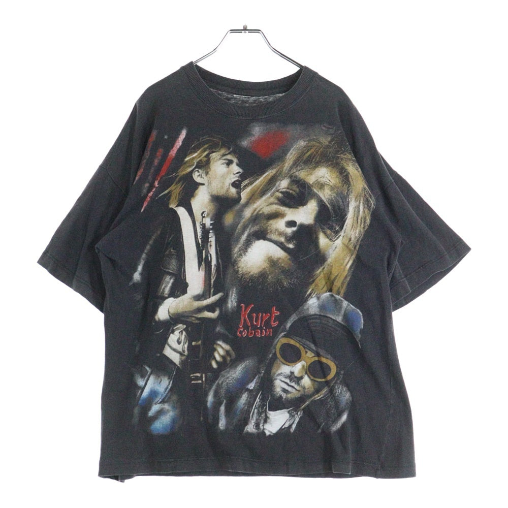 VINTAGE(ヴィンテージ) 90ー00s NIRVANA KURT COBAIN GRUNGEIS DEAD BOOTLEG ニルヴァーナ カートコバーン ブートレグ 両面プリント Tシャツ 半袖カットソー ブラック