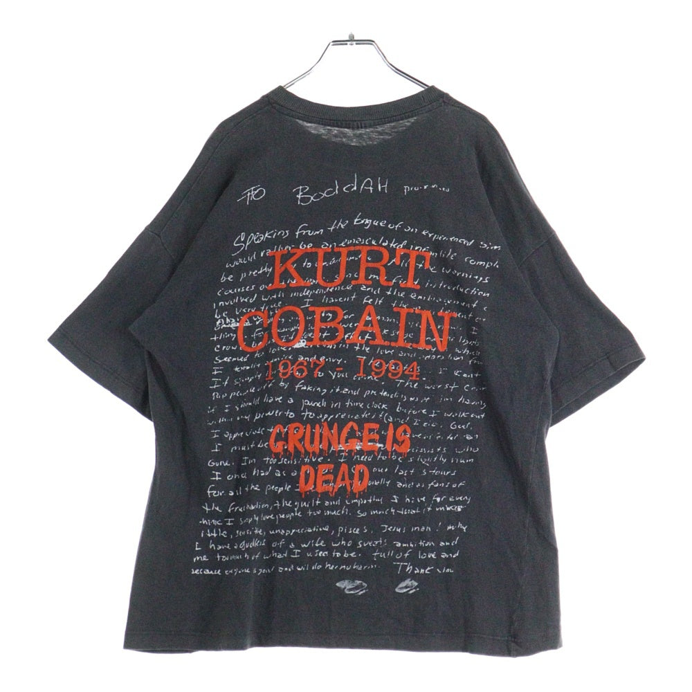 VINTAGE(ヴィンテージ) 90ー00s NIRVANA KURT COBAIN GRUNGEIS DEAD BOOTLEG ニルヴァーナ カートコバーン ブートレグ 両面プリント Tシャツ 半袖カットソー ブラック